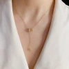 Korean-style light luxury, exquisite and high-end cat's eye stone roller necklace, niche design, fashionable, individual and elegant collarbone chain Specification image